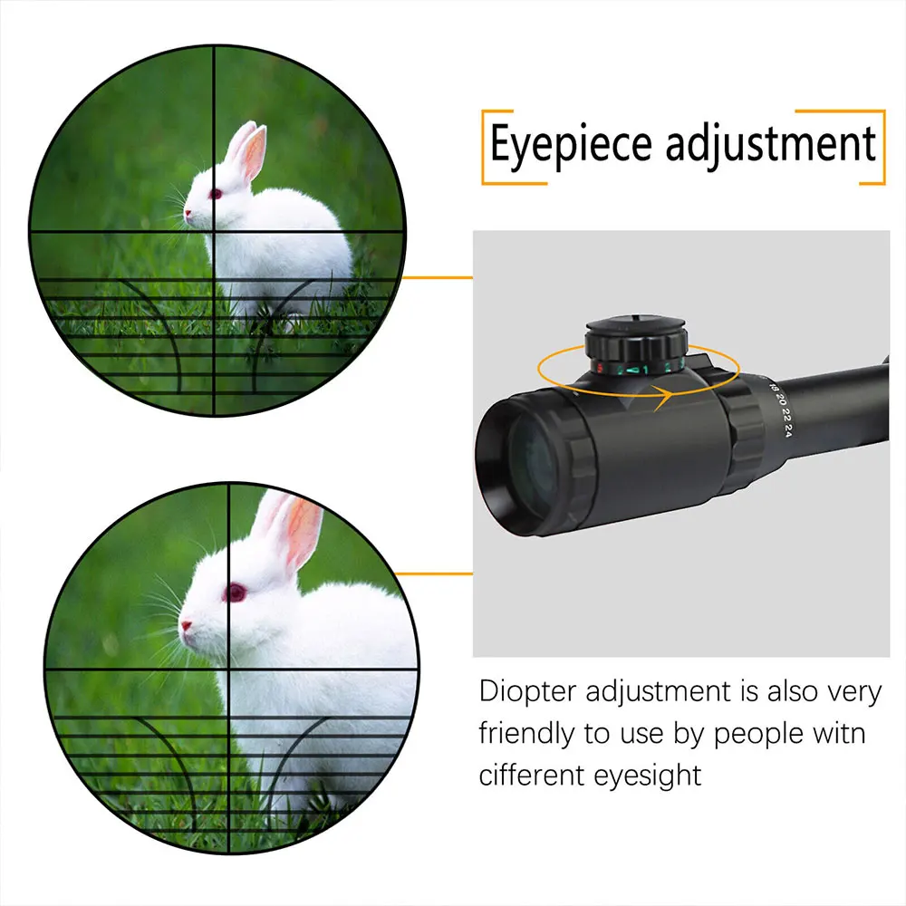 Imagem -05 - Riflescope Tático para Caça Vermelho e Verde Iluminado Scope Mira Óptica Rail Mount 624x50aoeg 11 mm 20 mm