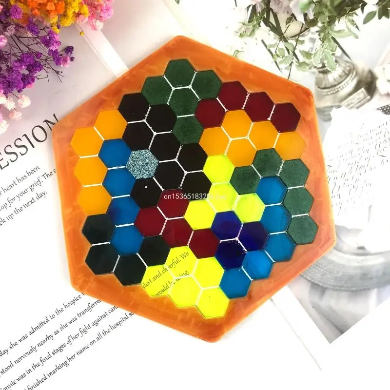 Honeycomb UV Crystal Epoxy Resin Mold Handmade Children Early Educational Puzzle Silicone Mould DIY Crafts Dropship