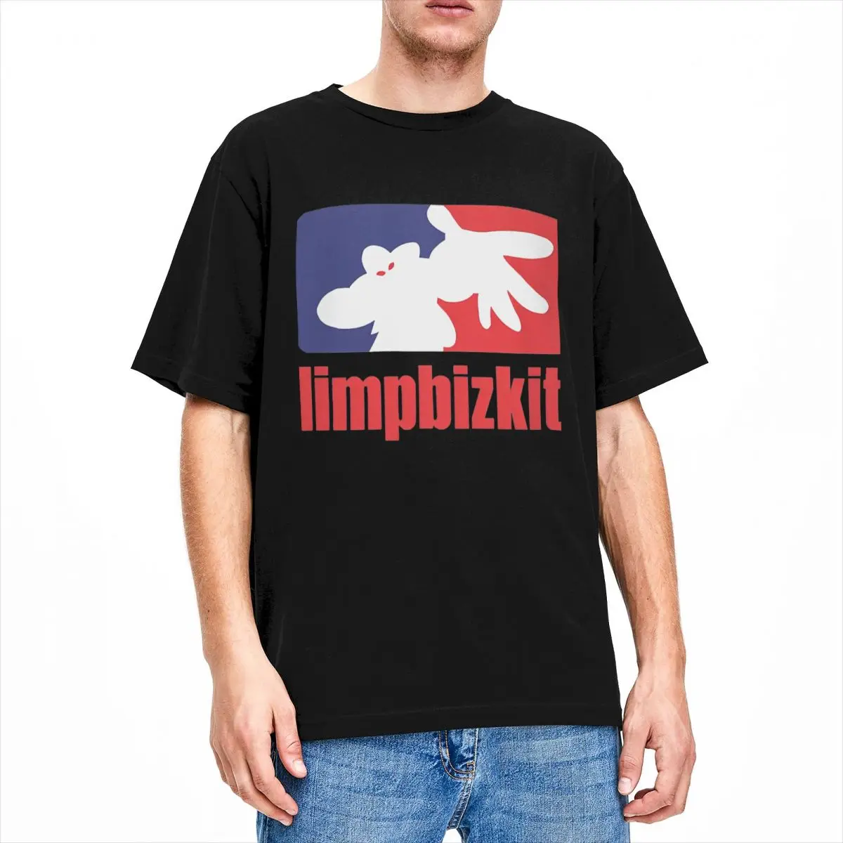 Men's T-Shirt Limp Bizkit Band Logo Funny Cotton Tees Short Sleeve T Shirts Round Neck Clothing Plus Size