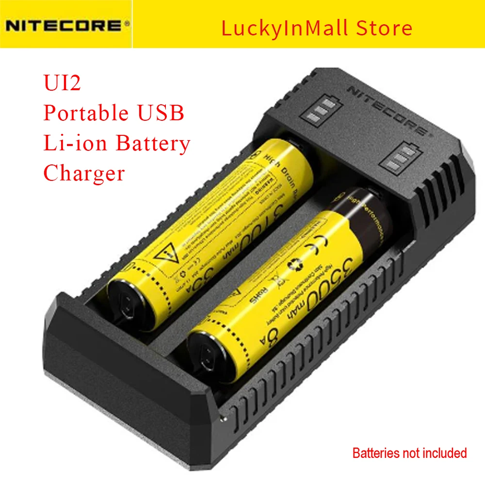 

NITECORE UI2 Portable USB Li-ion Battery Charger Compatible with 26650 20700 21700 18650 14500 Battery for LED Flashlight QC