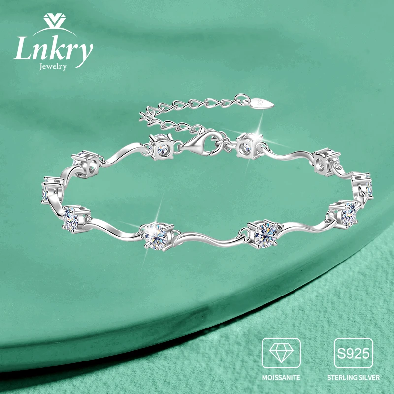 

Lnkry Pulseira Prata браслеты из чистого серебра 925 пробы, сертифицированный браслет из муассанита 4 мм для женщин, трендовые ювелирные изделия 2025 года