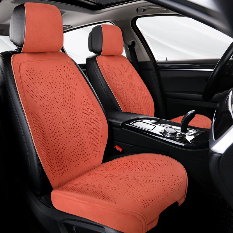 Universal Perforated Suede All Season Car Full Seat Cover Breathable Luxury Leather Car Seat Cushion Full Seat Cover Protection