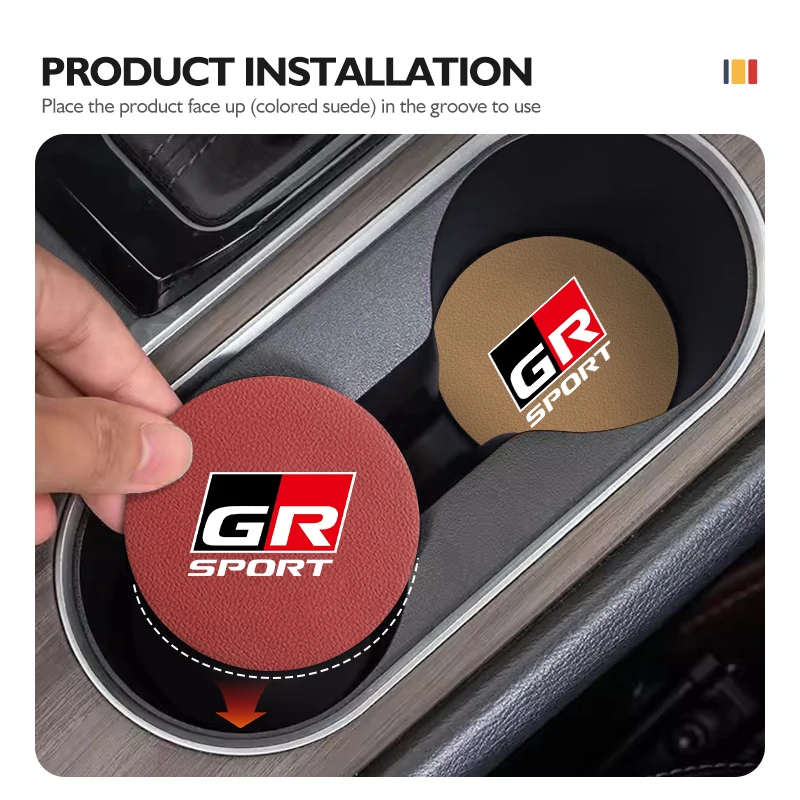 For Toyota 2pcs Suede Car Coasters Water Cup Slots Non-Slip Mat Drink Pads RAV4 Camry Avalon Avensis Runner Verso Fortuner Venza view 2