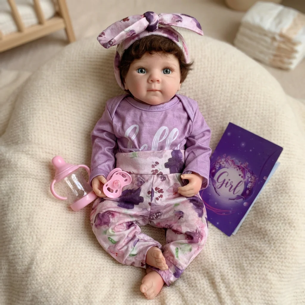 18 Inch Rooted Hair Bettie Handmade Bebe Newborn Baby Doll Soft Touch Solid Silicone Reborn Doll