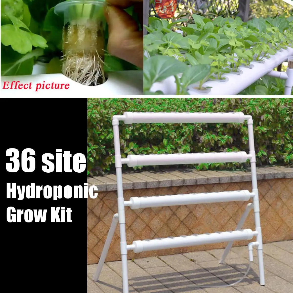 36 Holes Pipe Grow Kit NFT Indoor Greenhouse Planting Box Gardening System Nursery Pot Hydroponic Rack