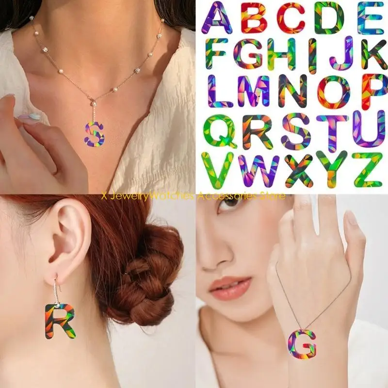 

31KD Letter Earring Resin Mold Holographic-Alphabet Resin Molds Keychain Pendant