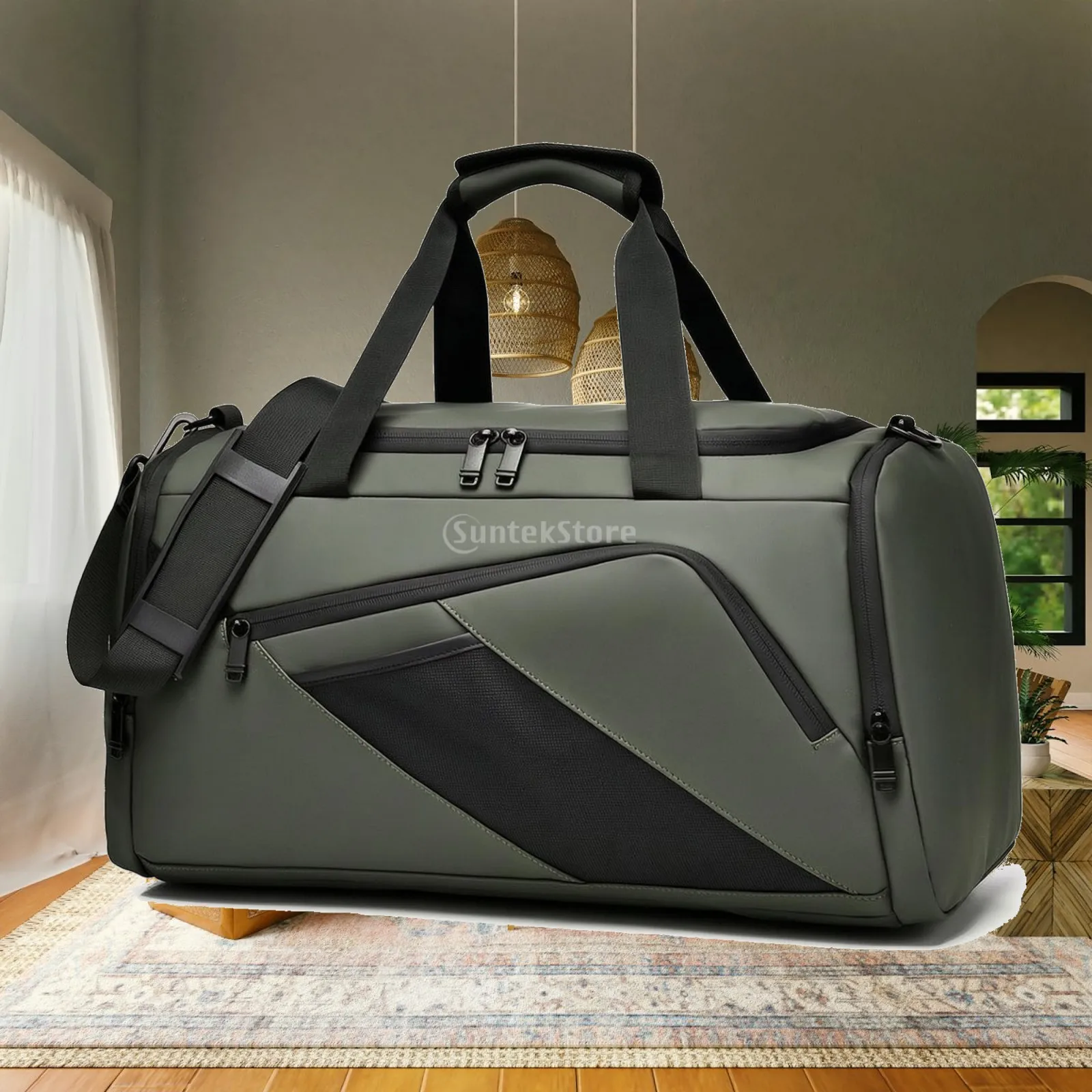 Duffel Bag with Dry-Wet Compartment Versatile Duffel Bag with Shoulder Strap Spacious Lightweight for Training, Everyday Outings