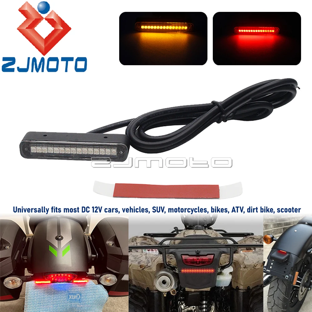 

Universal 15-LED License Plate Light Bar 12V Rear Turn Siganl Brake Lamp Strip Stop Taillight For Cars ATV Dirt Bike Scooter SUV