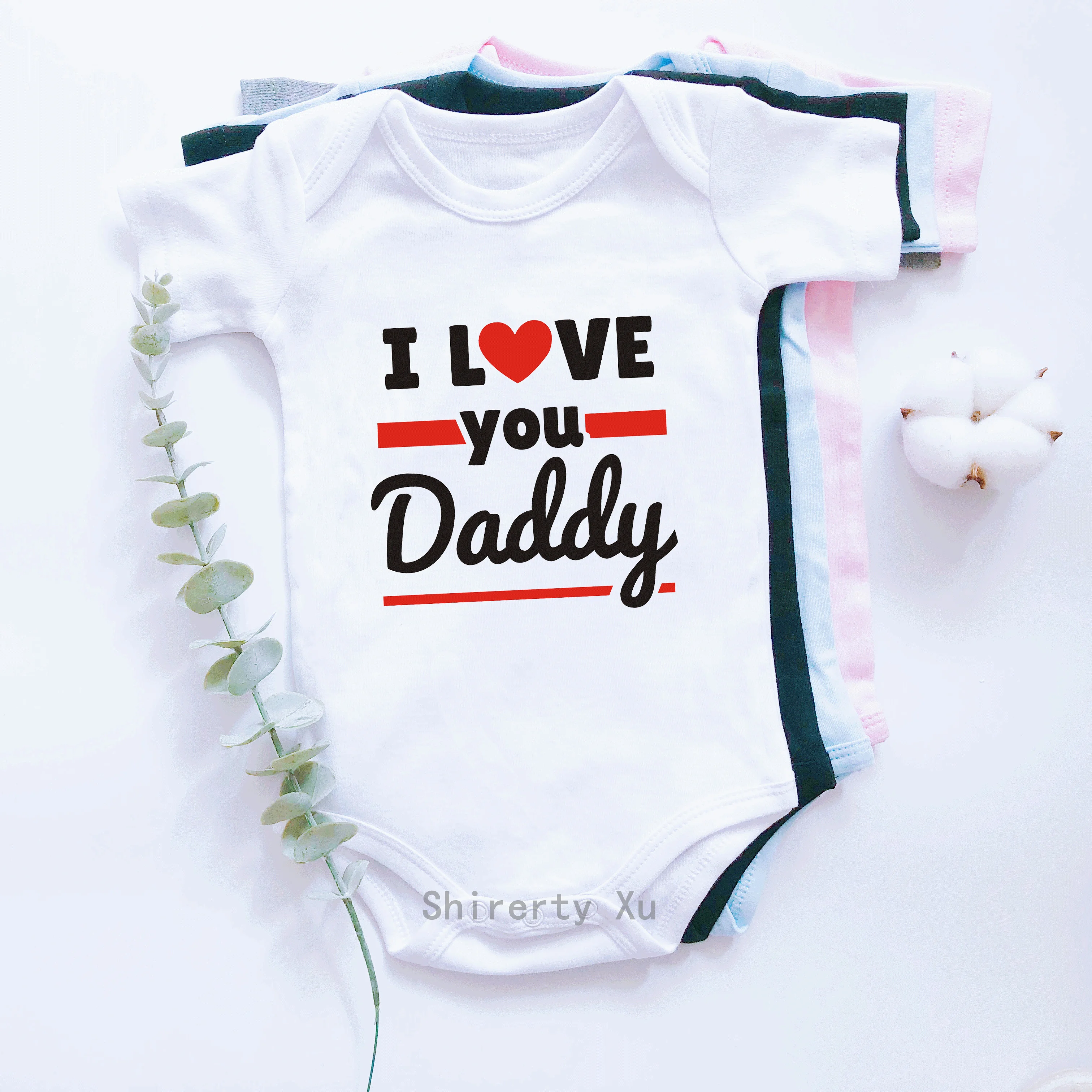 

Funny Graphic Printed Bodysuits One Piece Baby Grow for Infant Toddler Boys Girls I Love You Daddy Baby Romper Baby Shower Gift