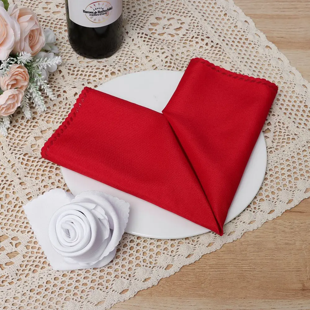 Wedding Decoration Washable Table Linen Wedding Table Cloth Cloth Napkins Solid Red Dinner Napkins