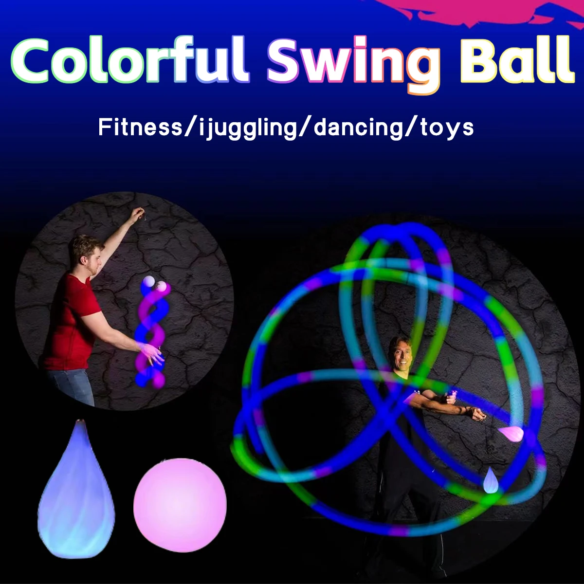 LED Colorful Swing Flash Ball Holiday Decoration Dance Fitness Exercise Halloween Christmas Children S Day Ball Light Toy