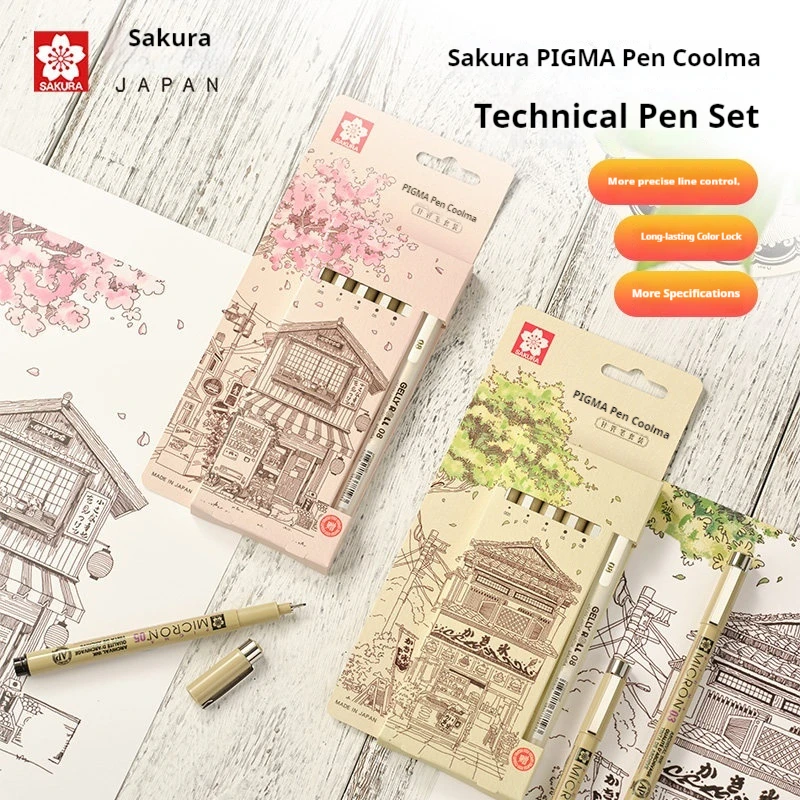 Sakura Liner Pen Set Micron Pen Quick-drying Non-smudging Professional Manga Inking Sketch Drawing Pens for Art Animation