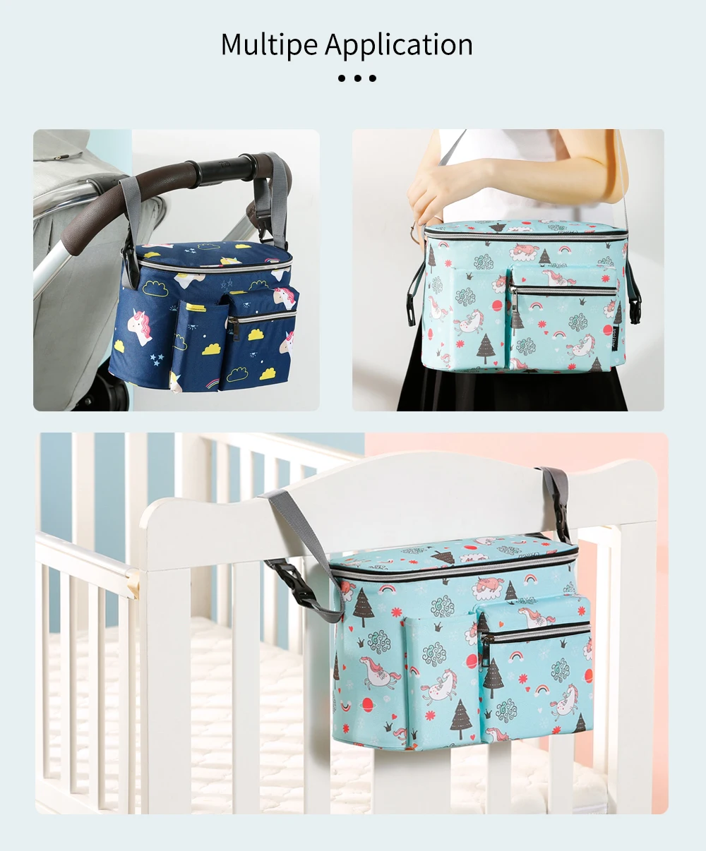 Insular Mummy Bag Stroller Hanging Bag Diaper Bag Multifunctional Large Capacity Portable Milk Bottle Storage Portable