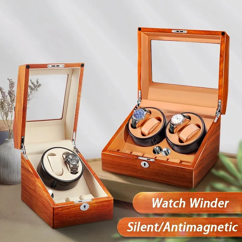 

Solid Wood Watch Winders Luxury Mechanical Watch Winding Device Automatic Rotating Motor Box Men's Wrist Watches Storage Boxes
