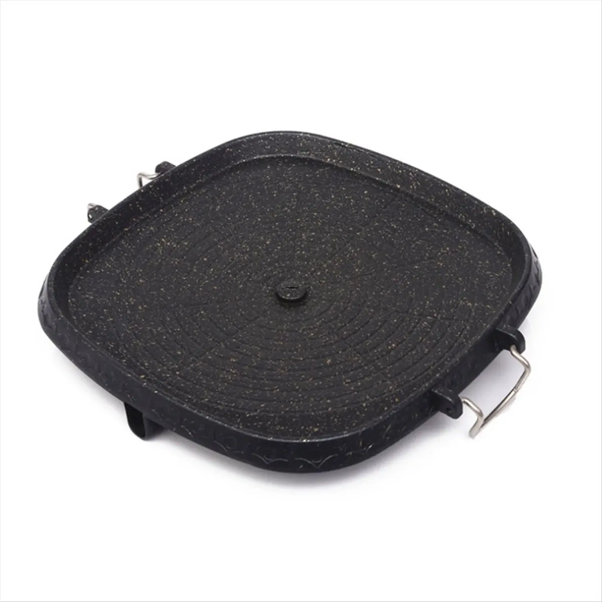 L79A Korean BBQ Grill Pan Korean Style Square BBQ Plate with Stone Portable Gas Stove Barbecue Grill Home Outdoor Cooking
