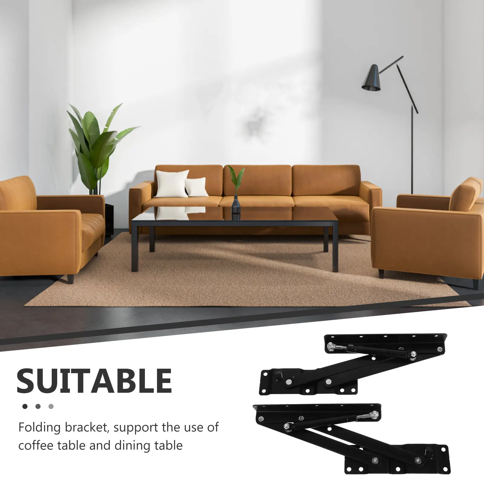 2Pcs Folding Hydraulic Buffer Coffee Table Lift Hinges Coldrolled Steel Heavy Duty Furniture Hardware Bracket Mechanism for Desk