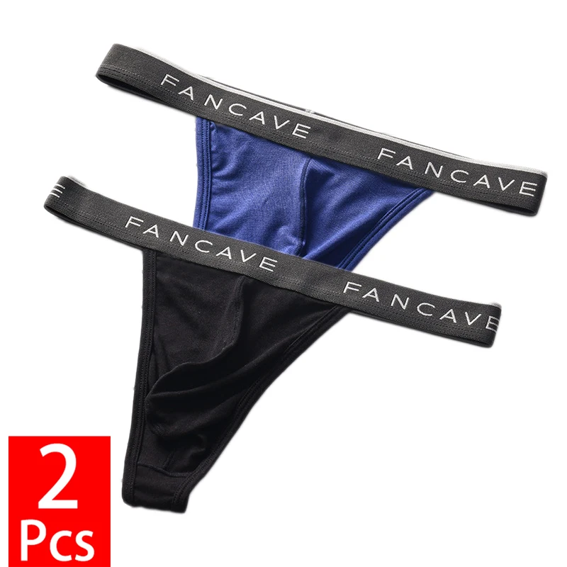 

2PCS/lot Men's Panties Underwear Comfortable T-Back Underpants Breathable U Bulge Pouch Sexy Low-rise Male G-string And Thong