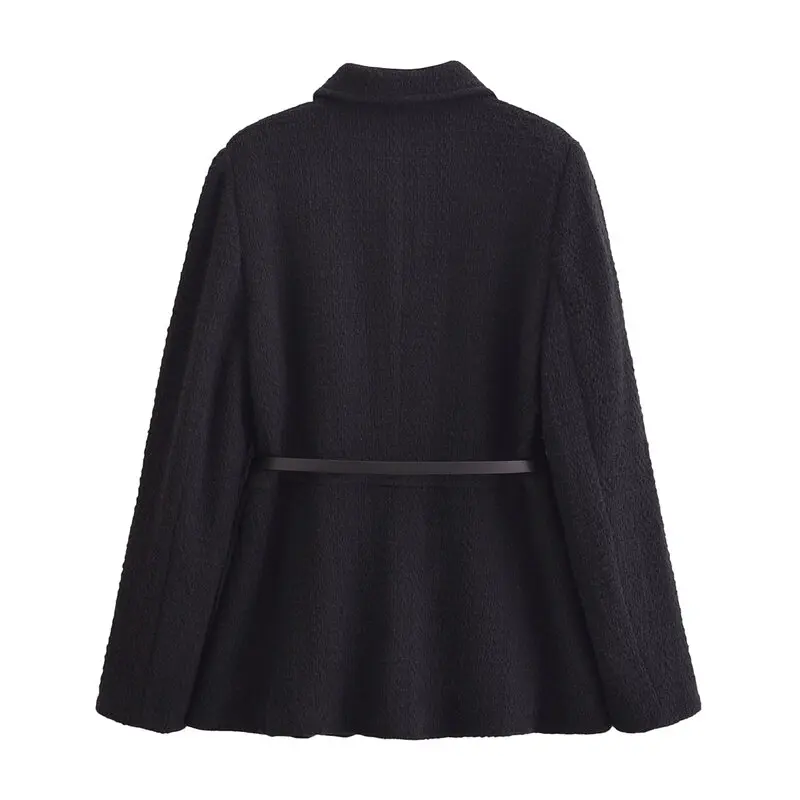 

Autumn Winter New Arrival Women's Jaet Design Sense Versatile Belted Texture Coat 2024 Faion Loose Fit ort Outerwear
