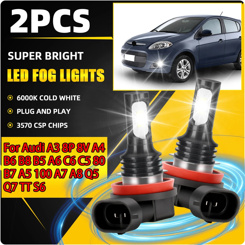 

Fog Lamps 90W H11 Fog Lights 20000LM Canbus No Error 6000K For Audi A3 8P 8V A4 B6 B8 B5 A6 C6 C5 80 B7 A5 100 A7 A8 Q5 Q7 TT S6
