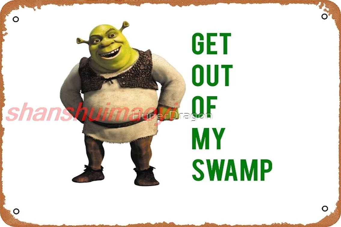 Metal Tin Sign 8 X 12 Inch - Get Out of My Swamp - Poster Metal Plaque Cafe, Bar, Home Wall Decor ASC