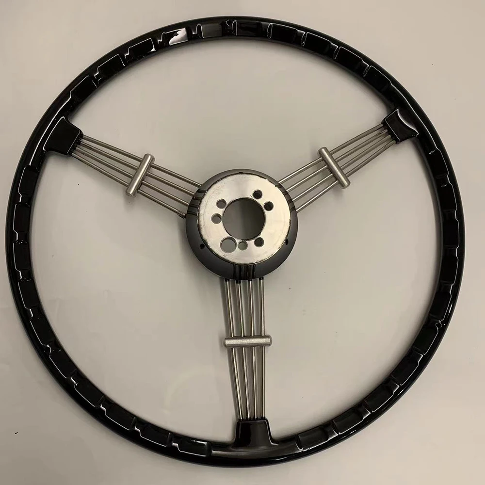 TIYPEOR High Quality 400mm Classic Vintage Ivory Black Retro Steering Wheel For Volkswagen Beetle Karmann Ghia