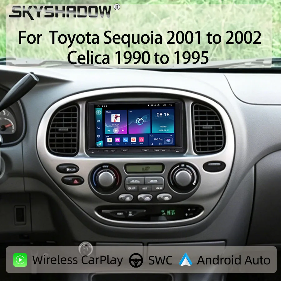 7“Android Car Radio For Toyota Sequoia/ Celica Wireless CarPlay Android Auto GPS Nav Bluetooth Steering Control