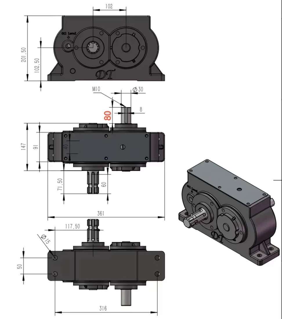 Durable Parallel Reversing Speed Change Gearbox For Tractor Pump Generator Mechanical Power Conversion