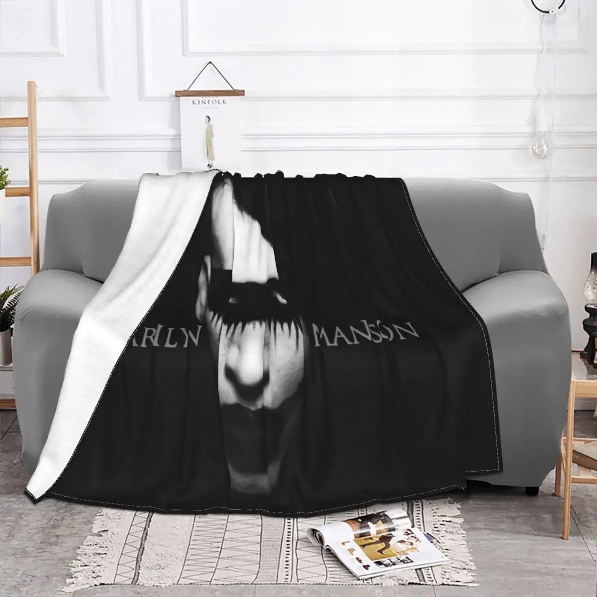 Hot Sale Fashion Men 3D Print Marilyn Manson Rock Band Fans Baseball O Cotton Baseball Hot Homme High Quanlity Throw Blanket