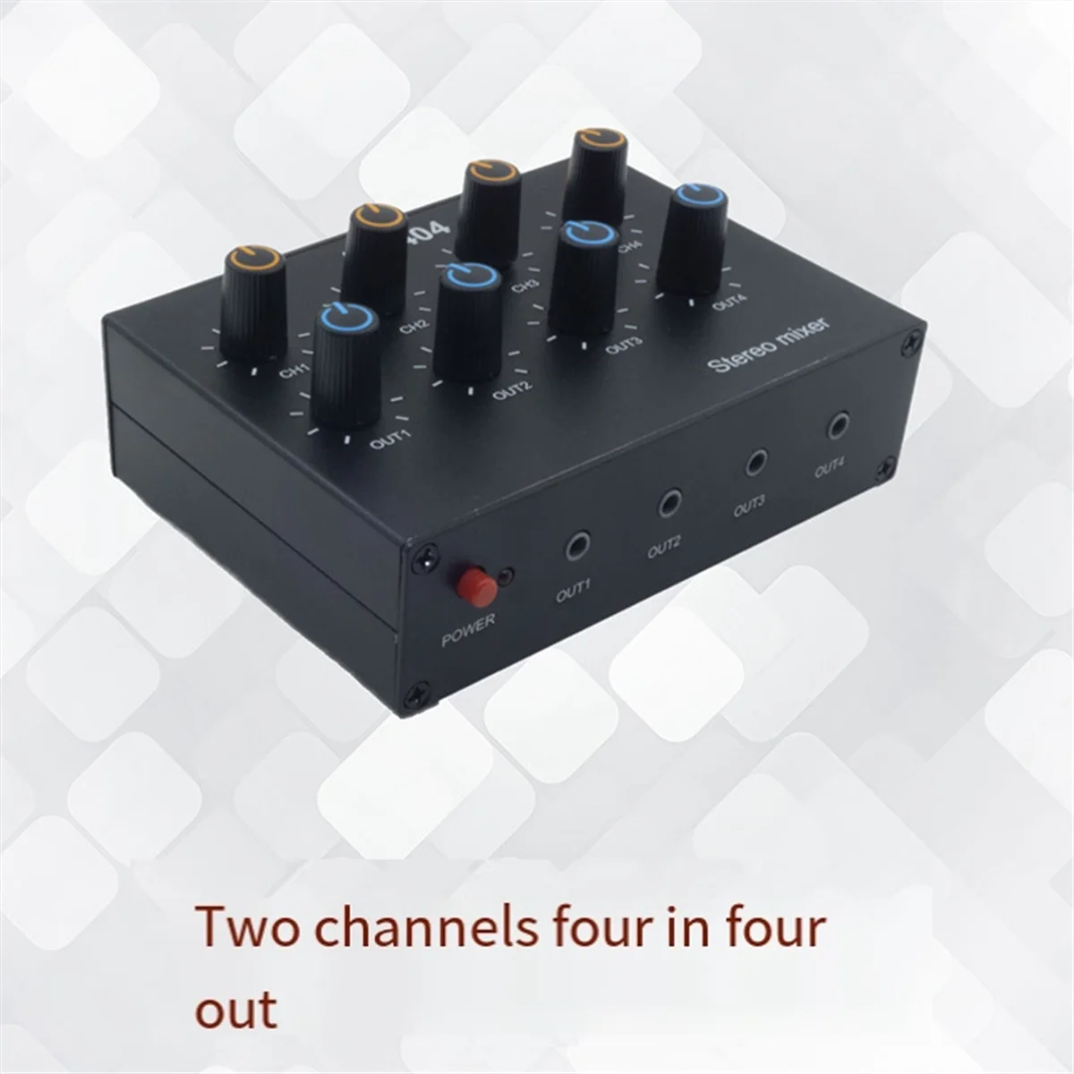 AU-404 Som Estéreo Quatro Mixer de Saída Multi Entrada Mistura de Música de Áudio de Canal Duplo Quatro em Quatro Saídas