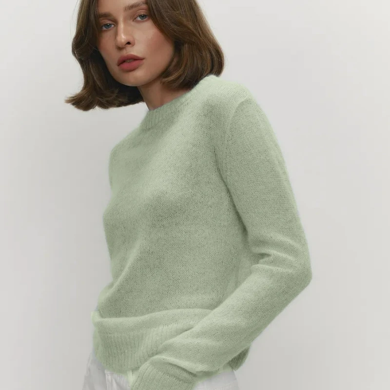 

Fashionable Round-neck See-through Basic Knitted Sweater Candy Color 2026 Spring American Style Thin Sweater Cardigan for Women