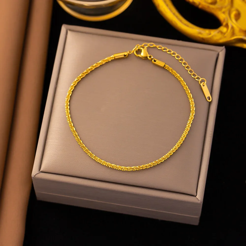 Stainless Steel Blinking Chain Bracelet For Women Girls Gold Color Minimalism Hand Chain New Trendy Wedding Party Jewelry Gifts