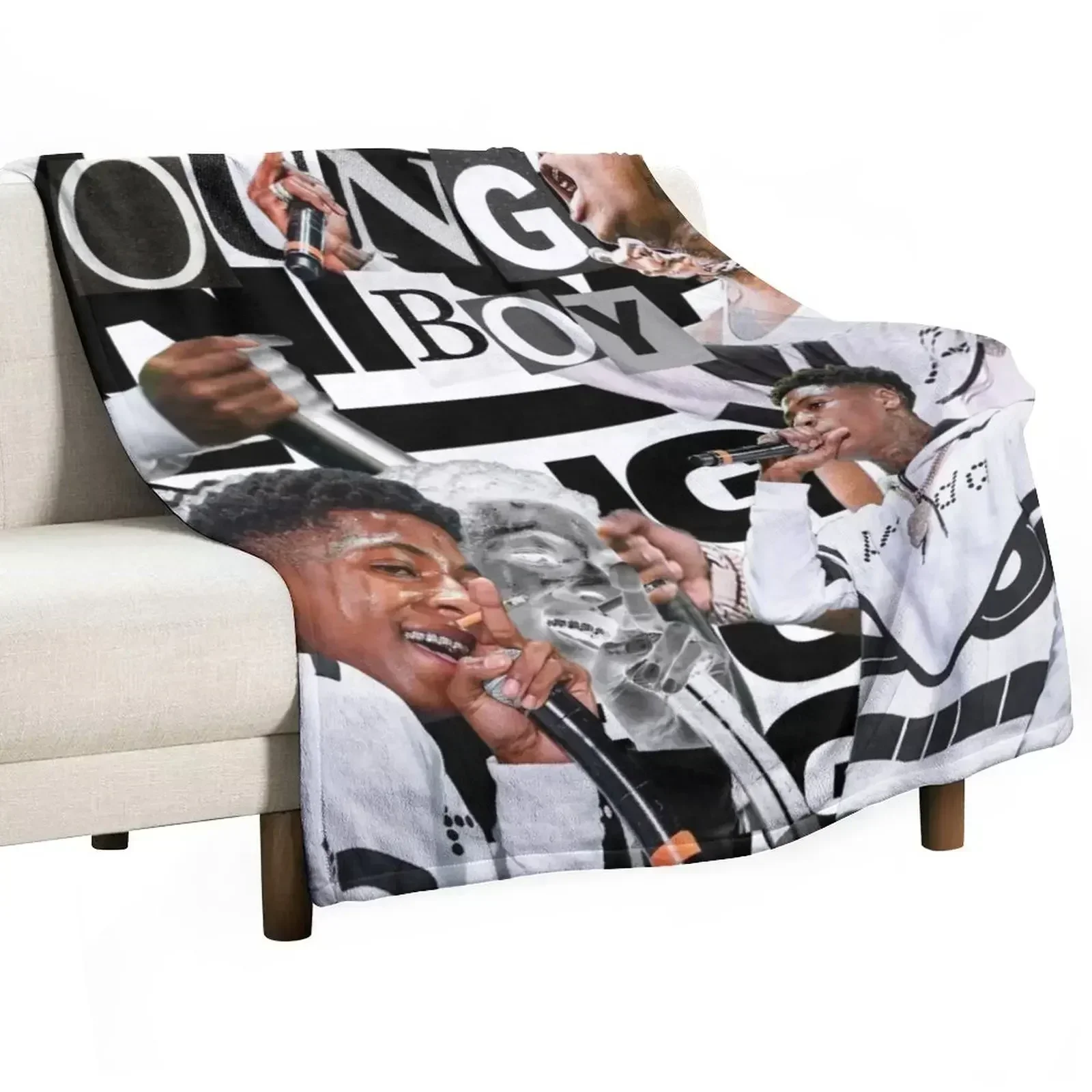 Youngboy | B&W Billionaire Collage Throw Blanket Luxury Baby Blankets