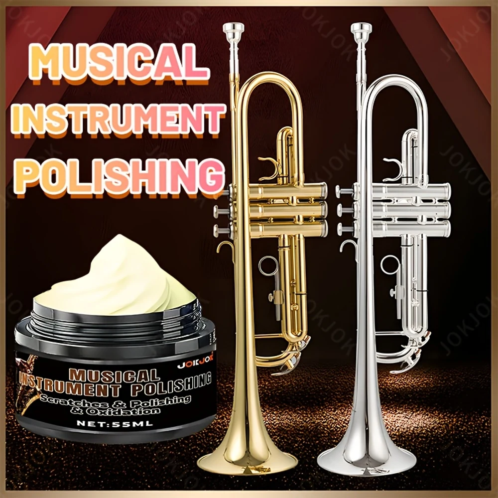 Pasta de esmalte de instrumento premium 55ml – restaurador de latão trompete/trombone, brilho metálico multisuperfície, removedor rápido de oxidação