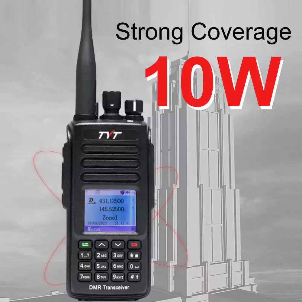TYT MD-UV390 Plus 10W DMR Radio AES256 Encryption GPS IP67 Waterproof Dual Band VHF UHF Walkie Talkie