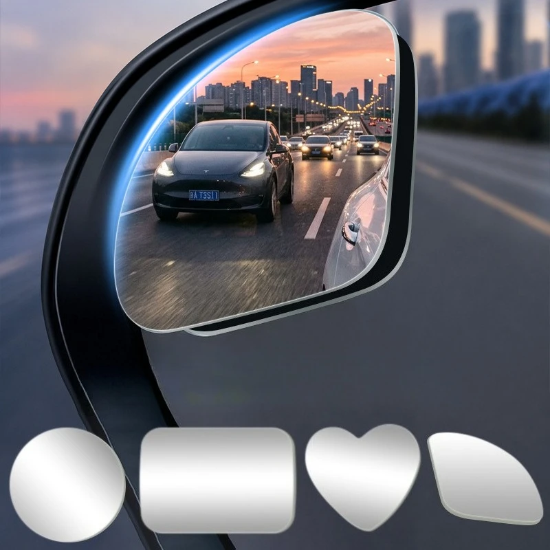 2Pcs Car Mirror HD Convex Mirror Blind Spot Auto Rearview Mirror 360 Degree Wide Angle Vehicle Parking Rimless Mirrors