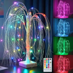 Remote LED Tabletop Artificial White Tree with Fairy Lights Color Changing Bonsai Weeping Willow Lit Tree Christmas Party Decor