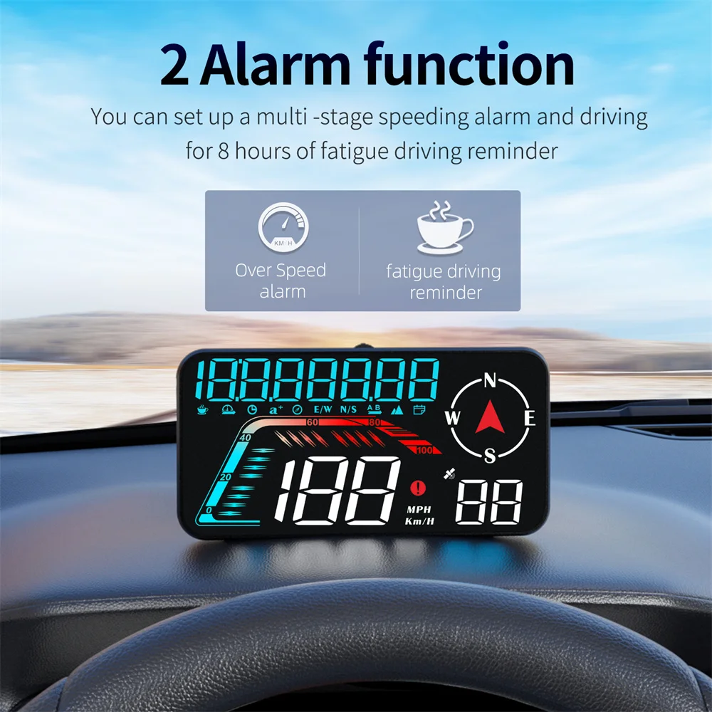 Geyiren G12 GPS HUD tachimetro digitale Plug and Play per tutte le auto Big Font KMH MPH chilometraggio tempo locale altitudine Head-up Display