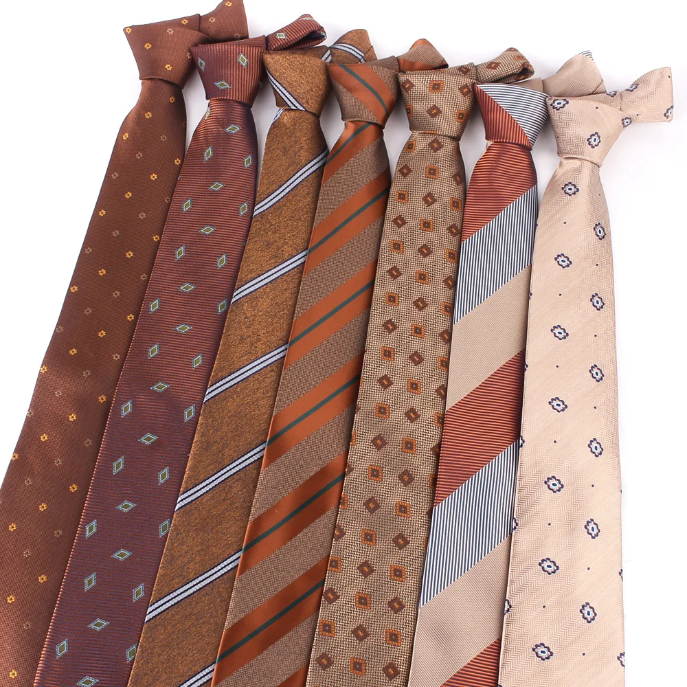 

Men's Beige Brown Stripe Hand-Tied Tie Polyester Woven Neck Ties For Groom Suitable for Wedding Business Casual Party Gift