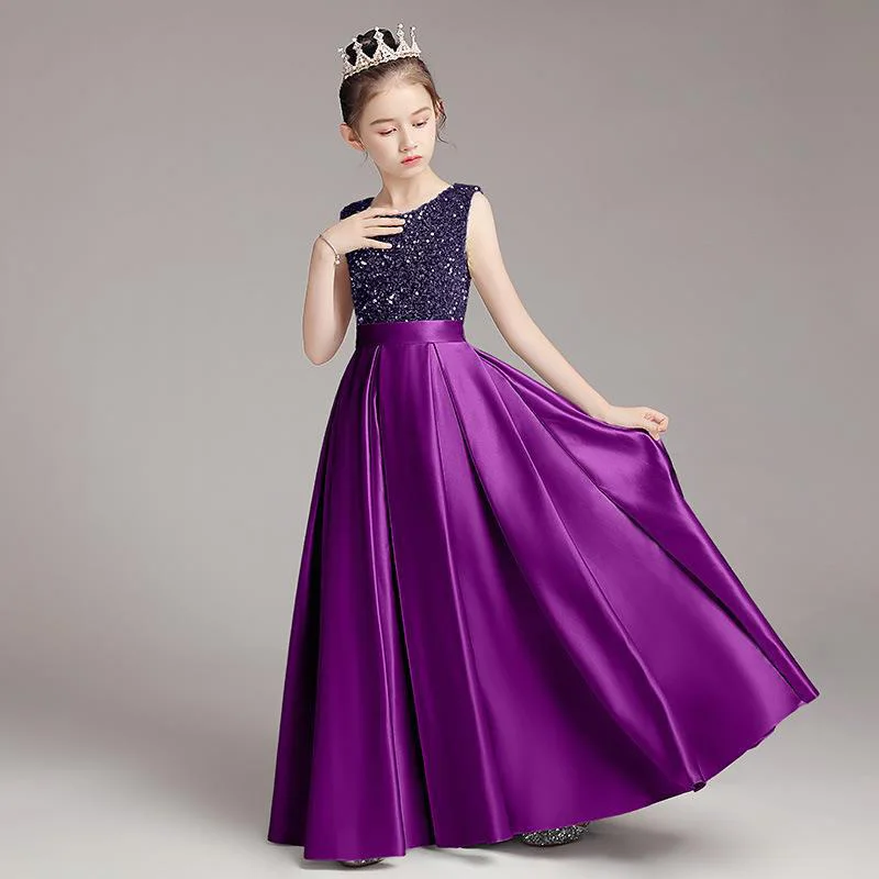 

Luxury Girls Dress Evening Birthday Party Dresses Children Piano Competition Performance Costume Sequined Princess Clothes Gifts