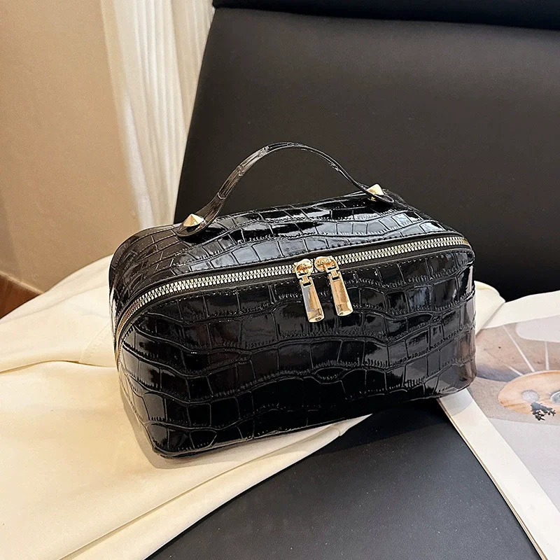 التمساح نمط مستحضرات التجميل حقيبة التخزين للنساء المحمولة وسادة حقيبة سعة كبيرة المنظم السفر أدوات الزينة غسل ماكياج الحالات #4