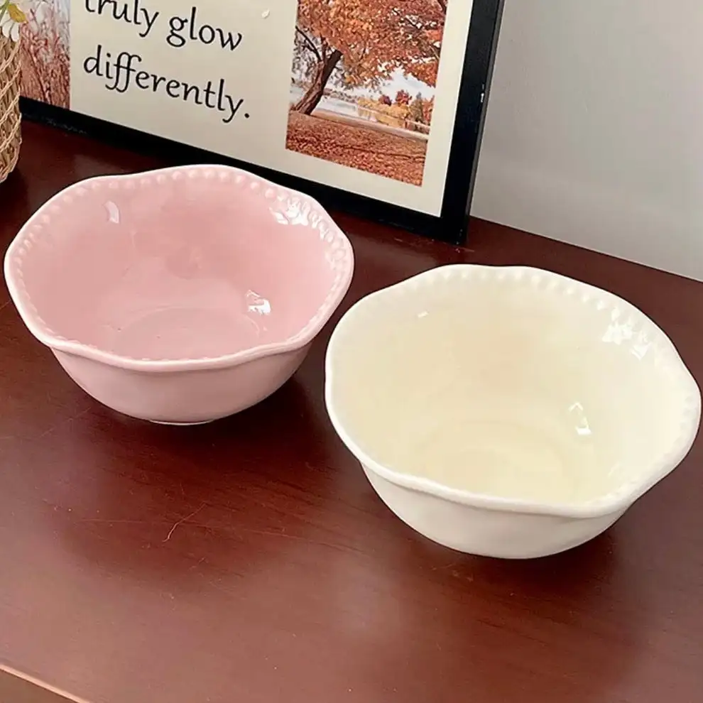 

Керамическая чаша для йогурта с волнистыми краями — емкость 420 мл