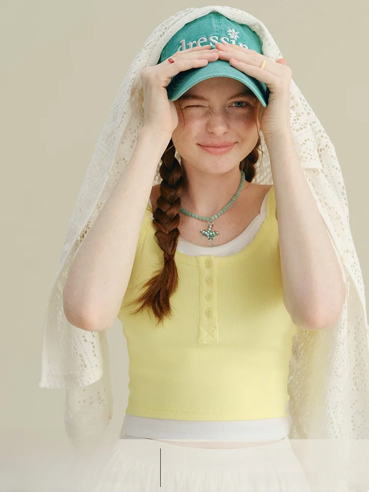 

Rina Berry Color Blo ort Vest Strap Top Маленький размер Faionable Summer Fre Sle Commute Wind Body Ape Design Женский ...
