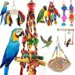 Jouet à mâcher perroquet en ULde coton, pont à mordre, jouets à déchirer les oiseaux, calopsittes, entraînement, balançoires suspendues, fournitures pour oiseaux