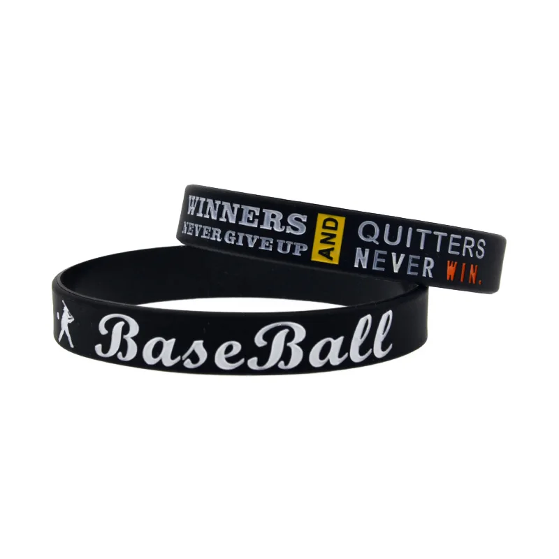 50 Stück schwarze Baseball-Silikonarmbänder, sportliche, inspirierende Armbänder, motivierendes Accessoire, Armreif – Detail 6