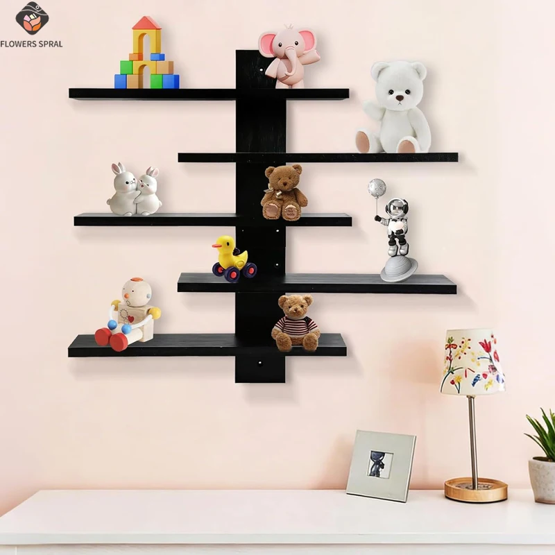 Adjustable Wall Mounted 5-Layer Display Rack For Showcasing Dolls, Small Building Blocks, And Collectibles - Indoor Storage Rack