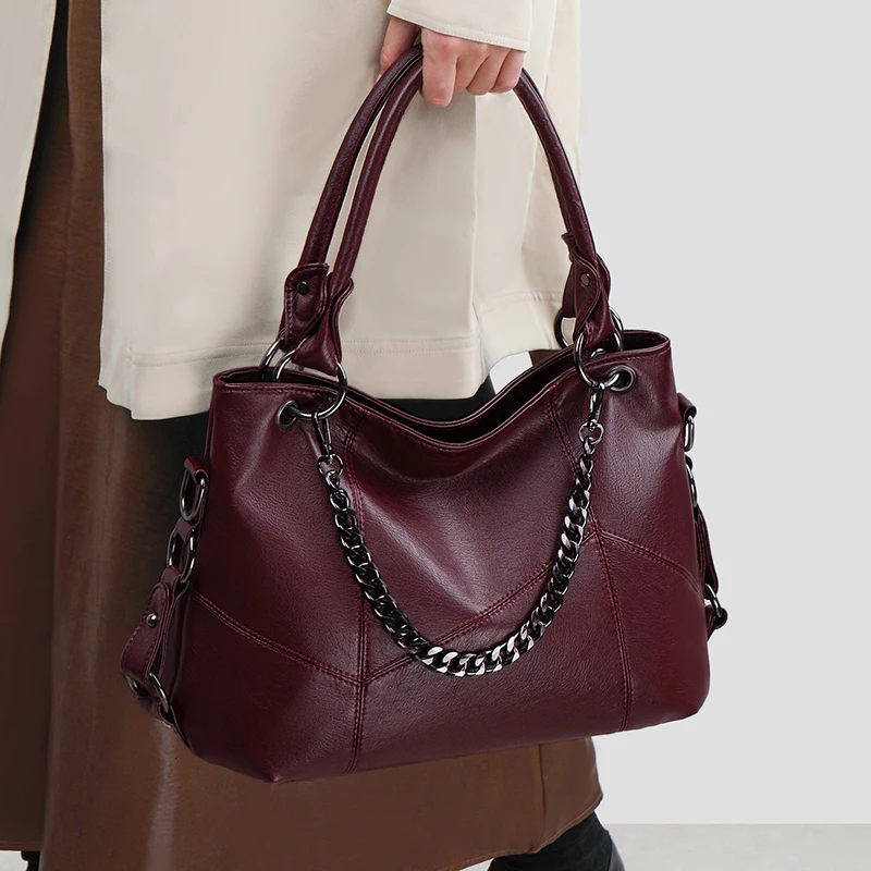 

Large-capacity soft leather women's bags, ladies' handbags, middle-aged mothers' bags, single-shoulder bags, underarm bags