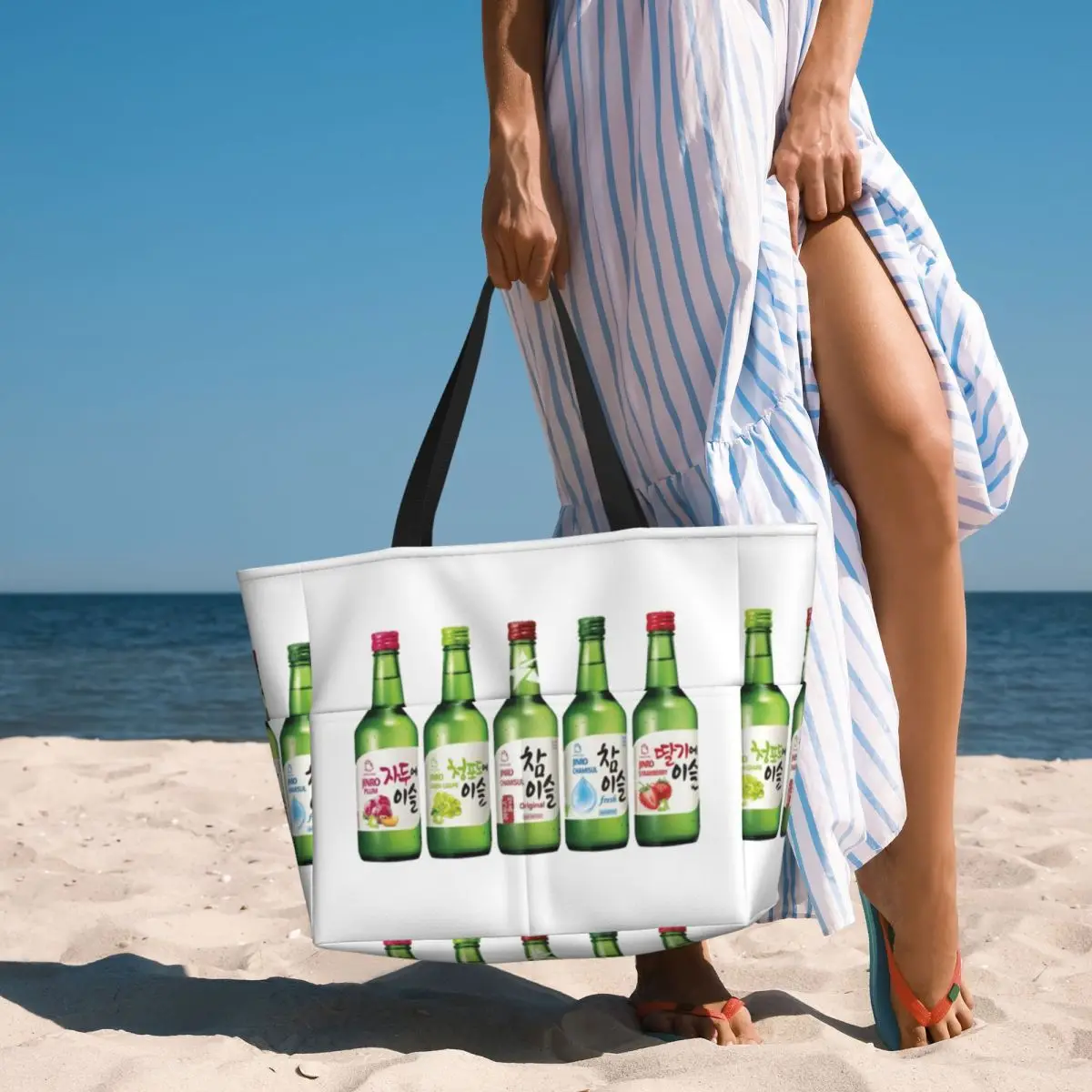 

Jinro Soju 5 Flavours Beach Tote Bag Sport Gym Yoga Duffle Large Tote Bag Women Travel Bag Fitness bag