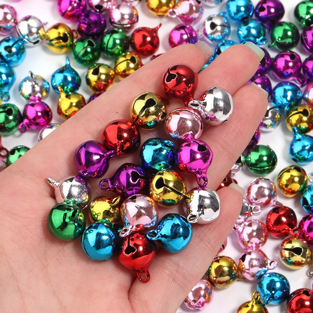 10-50pcs Iron Vacuum Plated Christmas Bell Beads Colorful Loose Beads For DIY Jewelry Decoration Pendant Accessories Wholesale