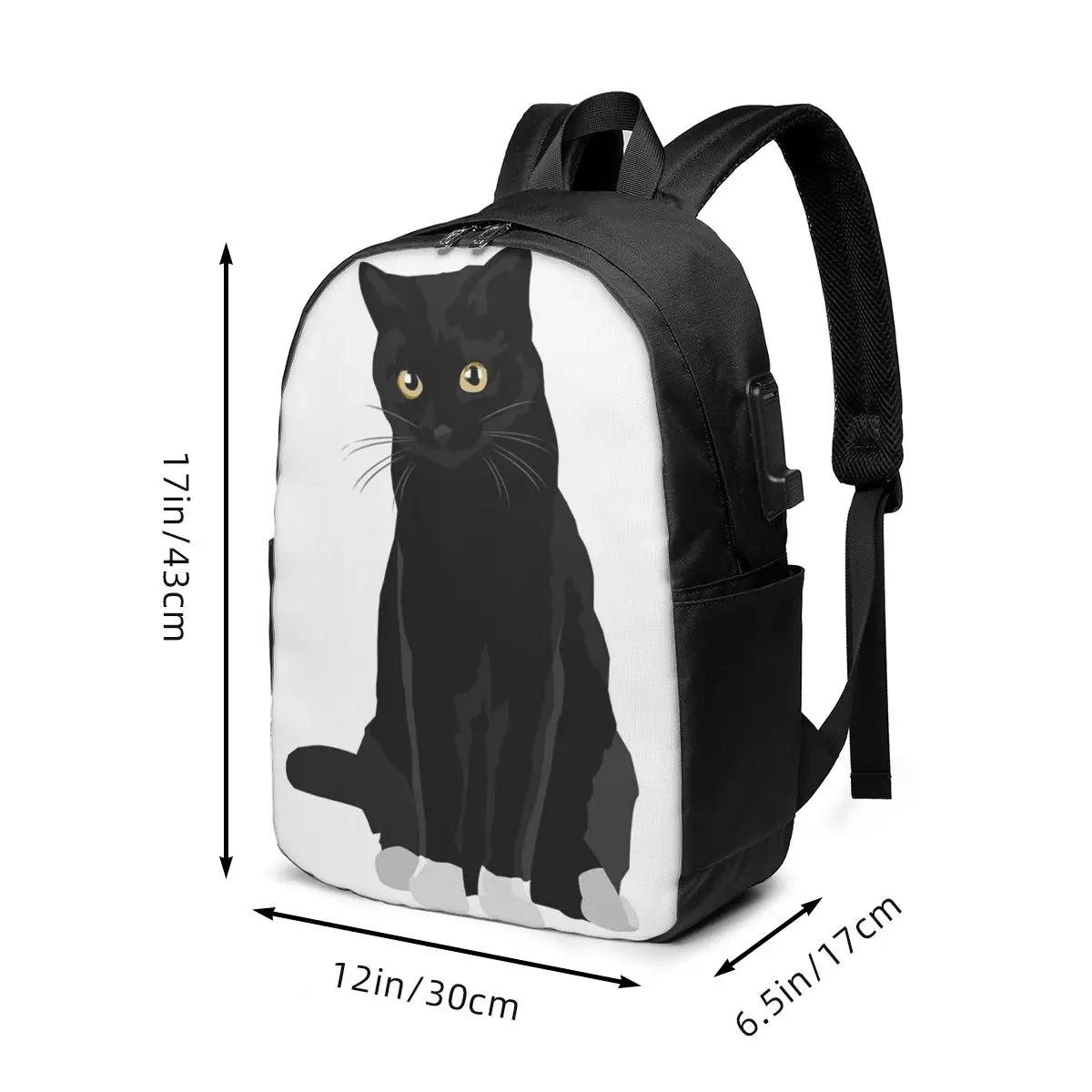 Black Cat Silhouette With Golden Eyes Backpack Travel Notebook Bag Computer College Student School Bag Laptop Shoulder Bags