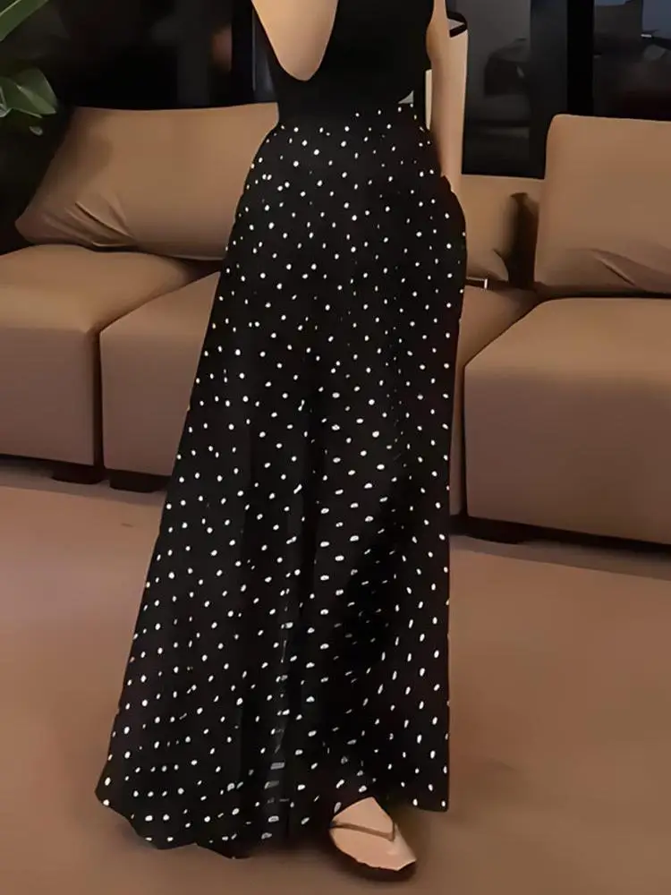 

Classic Polka Dot Drapey A-Line Skirt High Waist Slimming Concealing Summer New Style Fashionable Women's Skirts